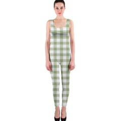 Green Tea White Small Plaids One Piece Catsuit by ConteMonfrey