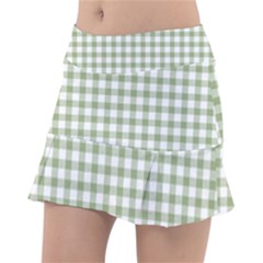 Green Tea White Small Plaids Classic Tennis Skirt by ConteMonfrey