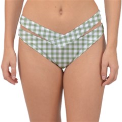 Green Tea White Small Plaids Double Strap Halter Bikini Bottom by ConteMonfrey