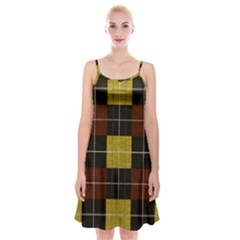 Modern Black Red Golden Plaids Spaghetti Strap Velvet Dress by ConteMonfrey