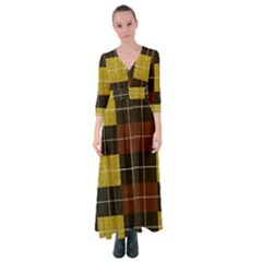 Modern Black Red Golden Plaids Button Up Maxi Dress by ConteMonfrey