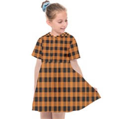 Orange Black Small Plaids Kids  Sailor Dress by ConteMonfrey