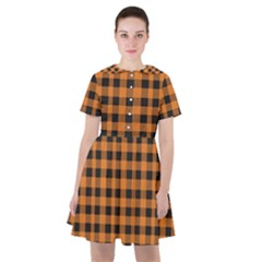 Orange Black Small Plaids Sailor Dress by ConteMonfrey