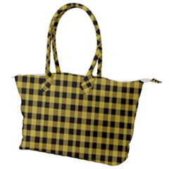 Black And Yellow Small Plaids Canvas Shoulder Bag by ConteMonfrey