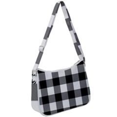 Black And White Classic Plaids Zip Up Shoulder Bag by ConteMonfrey