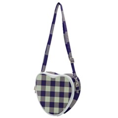 Blue Purple And White Plaids Heart Shoulder Bag by ConteMonfrey