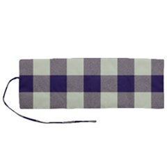 Blue Purple And White Plaids Roll Up Canvas Pencil Holder (m) by ConteMonfrey