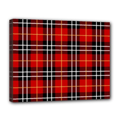Black, White And Red Classic Plaids Canvas 14  X 11  (stretched) by ConteMonfrey