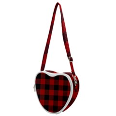 Red And Black Plaids Heart Shoulder Bag by ConteMonfrey