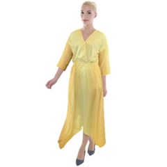 Background-gold Quarter Sleeve Wrap Front Maxi Dress by nateshop