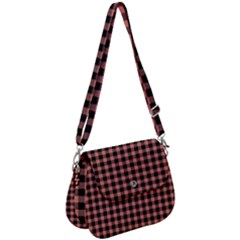 Straight Black Pink Small Plaids  Saddle Handbag by ConteMonfrey
