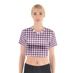 Straight Purple White Small Plaids  Cotton Crop Top by ConteMonfrey