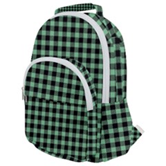 Straight Green Black Small Plaids   Rounded Multi Pocket Backpack by ConteMonfrey