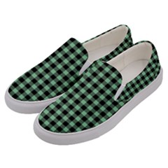 Straight Green Black Small Plaids   Men s Canvas Slip Ons by ConteMonfrey