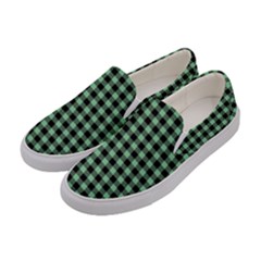 Straight Green Black Small Plaids   Women s Canvas Slip Ons by ConteMonfrey