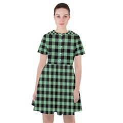 Straight Green Black Small Plaids   Sailor Dress by ConteMonfrey