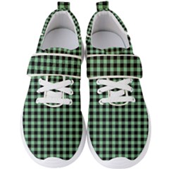 Straight Green Black Small Plaids   Men s Velcro Strap Shoes by ConteMonfrey