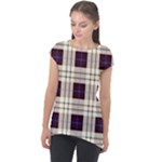 Purple, blue and white plaids Cap Sleeve High Low Top