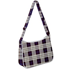 Purple, Blue And White Plaids Zip Up Shoulder Bag by ConteMonfrey