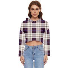 Purple, Blue And White Plaids Women s Lightweight Cropped Hoodie by ConteMonfrey