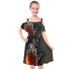 Fresh Water Tomatoes Kids  Cut Out Shoulders Chiffon Dress by ConteMonfrey