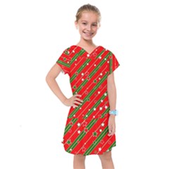 Xmash Christmas Stars Red Background Star Kids  Drop Waist Dress by Wegoenart