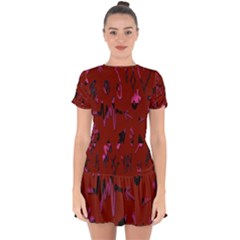 Doodles Maroon Drop Hem Mini Chiffon Dress by nateshop