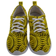 Yellow Abstract Sun Pattern Background Mens Athletic Shoes by Wegoenart