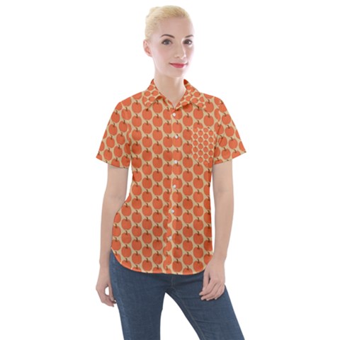 Cute Pumpkin Small Women s Short Sleeve Pocket Shirt by ConteMonfrey