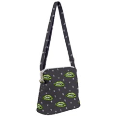 Green Vampire Mouth - Halloween Modern Decor Zipper Messenger Bag by ConteMonfrey