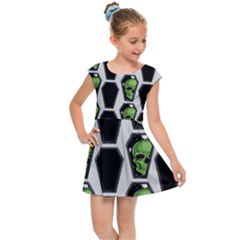 Coffins And Skulls - Modern Halloween Decor  Kids  Cap Sleeve Dress by ConteMonfrey