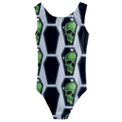 Coffins And Skulls - Modern Halloween Decor  Kids  Cut-out Back One Piece Swimsuit by ConteMonfrey