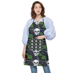 Green Roses And Skull - Romantic Halloween   Pocket Apron