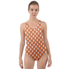 Cute Little Ghosts Halloween Theme Cut-out Back One Piece Swimsuit by ConteMonfrey