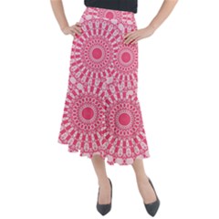 Mandala Pink Abstract Midi Mermaid Skirt by Wegoenart