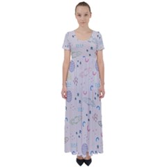 Space High Waist Short Sleeve Maxi Dress by nateshop