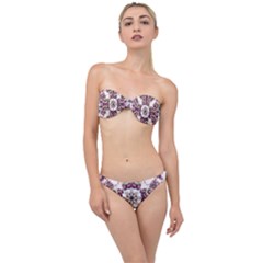 Multicolored Pattern Illustration Purple Peacock Classic Bandeau Bikini Set