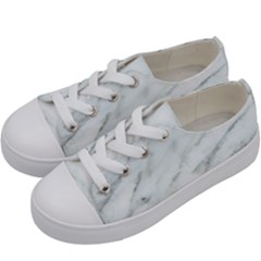 White Marble Texture Pattern Kids  Low Top Canvas Sneakers by Jancukart