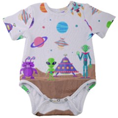 Alien Ufo Star Universe Star Vector Image Baby Short Sleeve Onesie Bodysuit by Jancukart