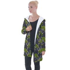Halloween - Green Roses On Spider Web  Longline Hooded Cardigan by ConteMonfrey