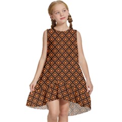 Halloween Palette Plaids Orange, Black Geometric  Kids  Frill Swing Dress by ConteMonfrey