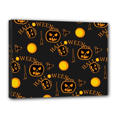 Halloween Background Pattern Canvas 16  X 12  (stretched)