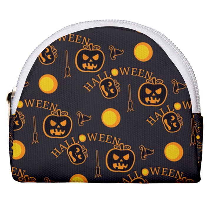 Halloween Background Pattern Horseshoe Style Canvas Pouch