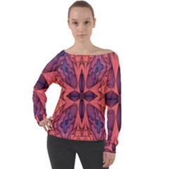 Pattern Colorful Background Off Shoulder Long Sleeve Velour Top