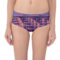 Abstract Pattern Colorful Background Mid-waist Bikini Bottoms