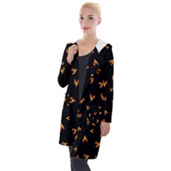 Pattern Flame Black Background Hooded Pocket Cardigan by Ravend