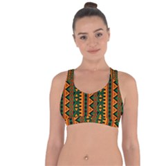 African Pattern Texture Cross String Back Sports Bra