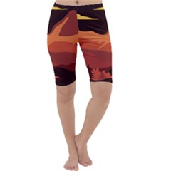 Mountain Forest Full Moon Cropped Leggings 