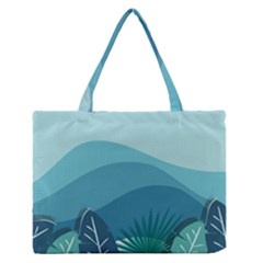 Palm Leaves Waves Mountains Hills Zipper Medium Tote Bag