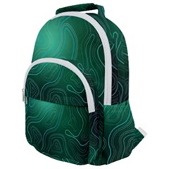 Green Line Shape Stripe Corolla Rounded Multi Pocket Backpack